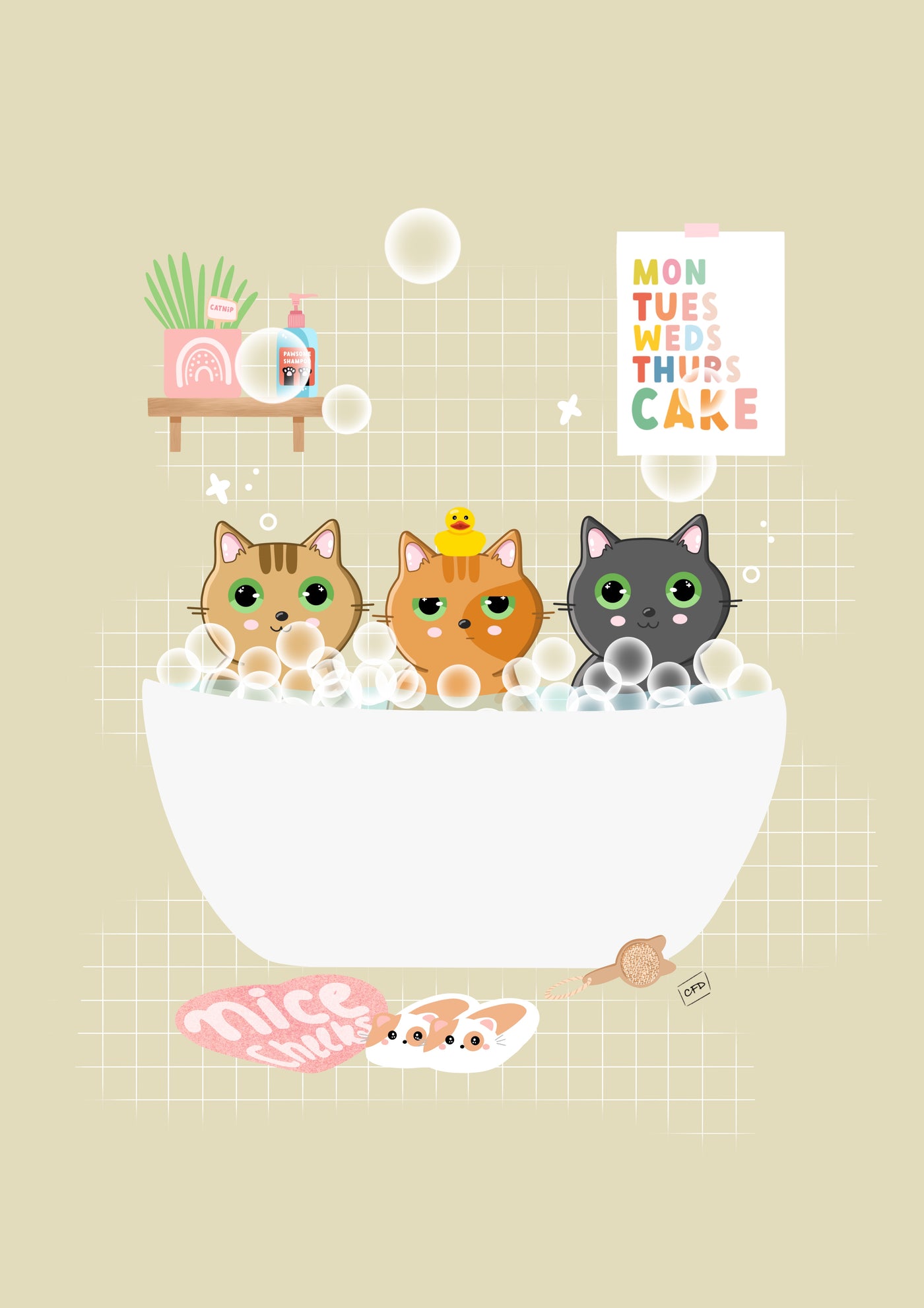 Custom Cat Bath Portrait