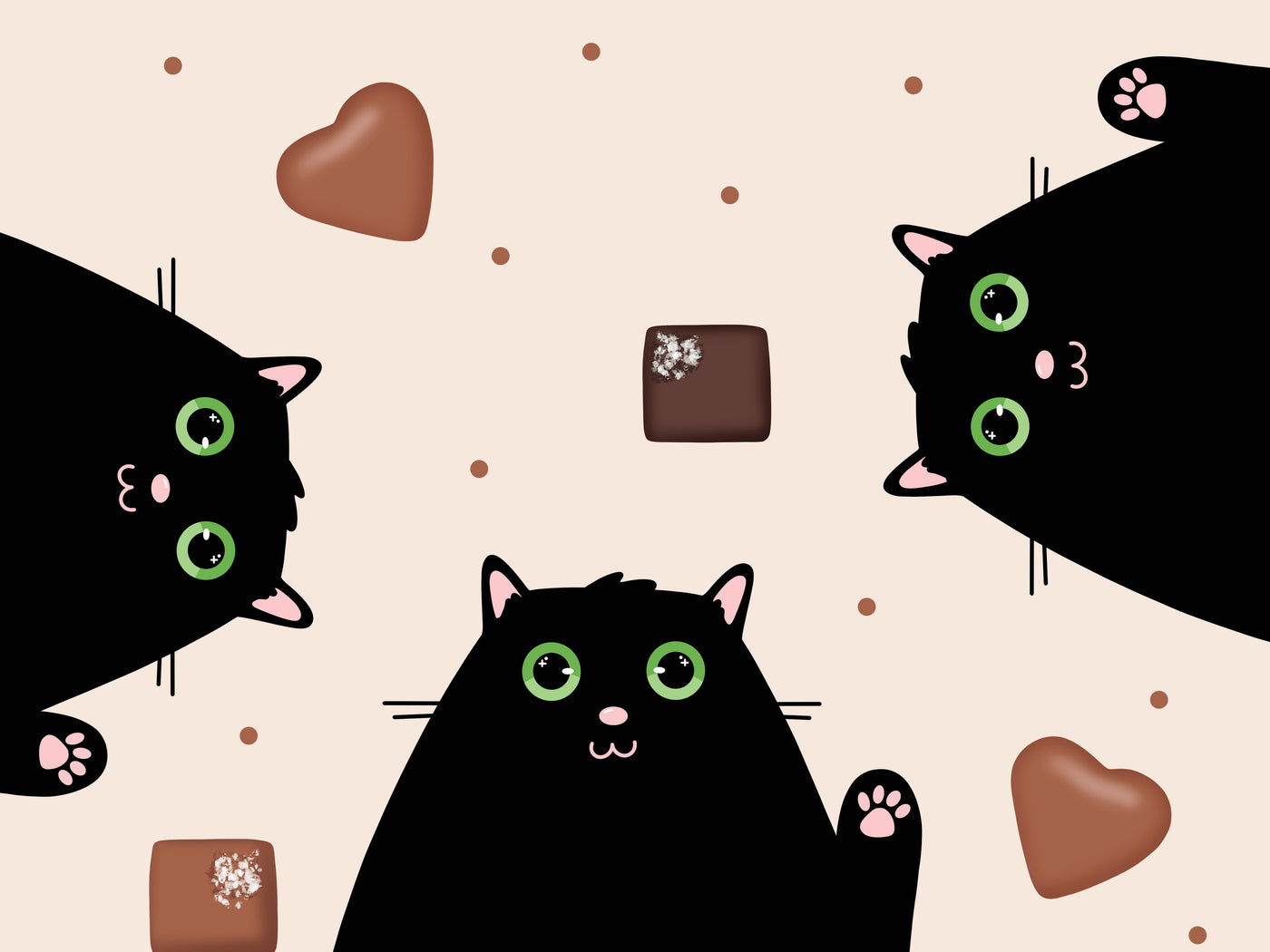 Black Cat Chocolate Print Set