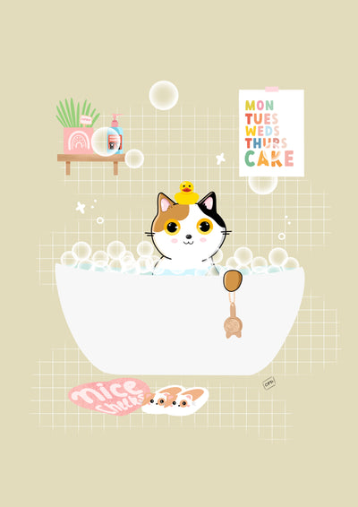 Calico Cat Bath Print