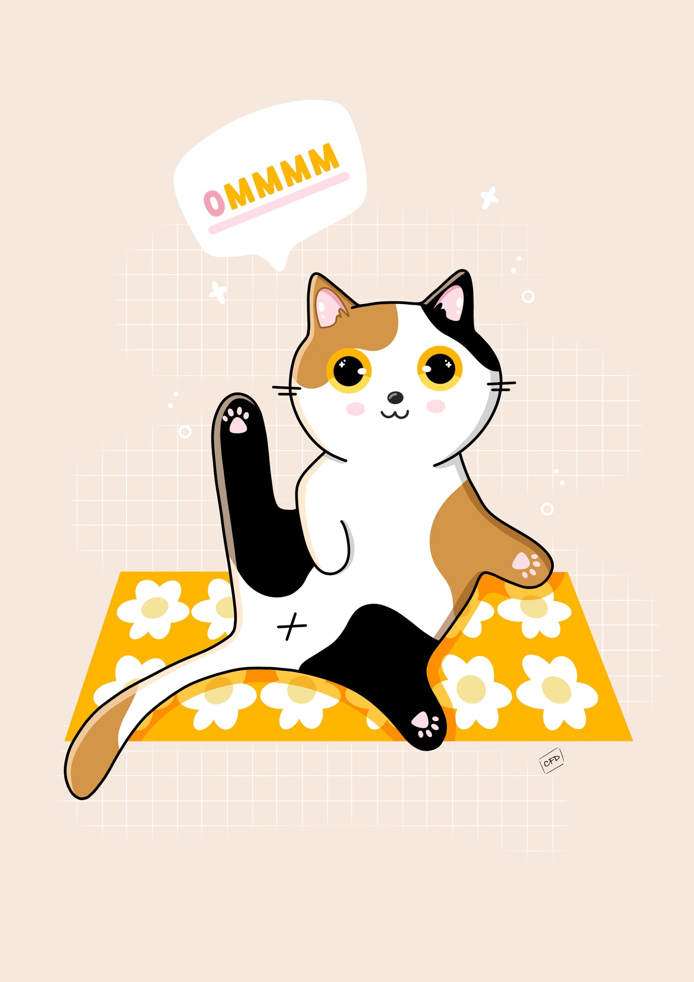 Calico Cat Yoga Print